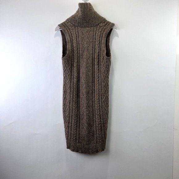 LRL Lauren Jeans Co Wool Blend Cable-Knit Grey Brown Sleeveless Women Dress Sz L - Picture 7 of 15